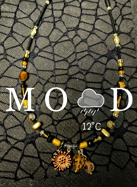 原创进口捷克琉璃链纯S925银精致小众手工简约黑色项链女