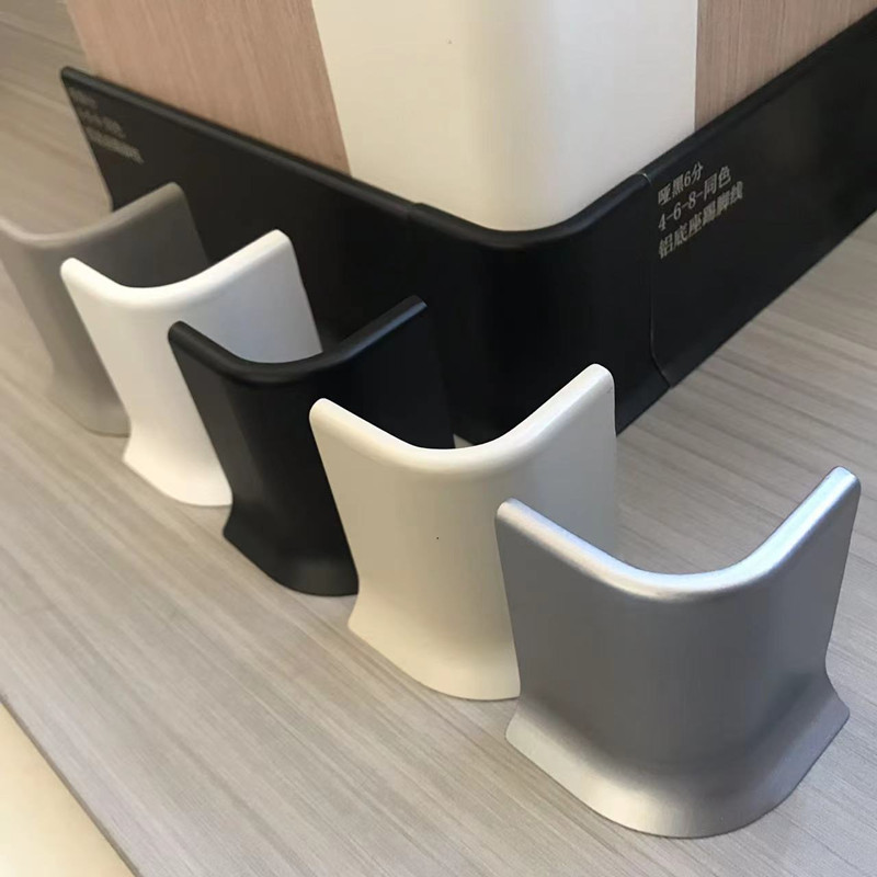 铝合金踢脚线阳角R角6公分地脚线铝底座款U型L型小圆弧转角卡扣式 - 图1