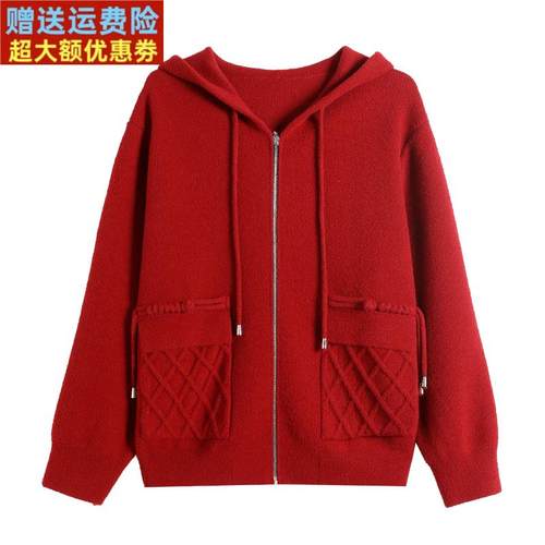 胖mm加大码连帽女士羊绒外套百搭短款开衫女秋冬双面绒羊毛大衣 - 图3