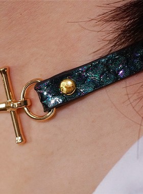 诊疗师手工定制 星空H扣真皮choker轻奢小众情侣项圈女锁骨链男