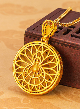 老金铺同款不掉色铜镀金镶钻镂空法琅葫芦高光锁骨链女轻奢毛衣