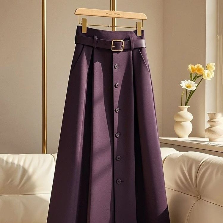 长款胖mm半身裙秋冬女裙子2025秋季新款大码a字裙包臀裙秋天长裙 - 图1