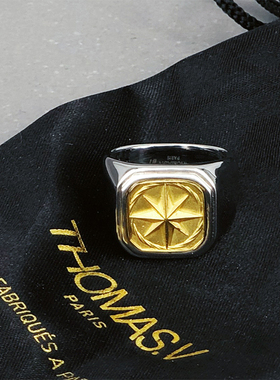 法国设计师风罗盘方形印章戒指