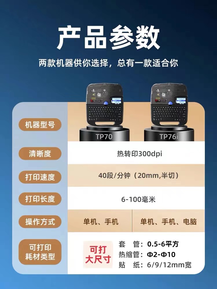 硕方线号机TP70/TP76i打号机 线帽打印机 套管打码机热缩管打标机 - 图0