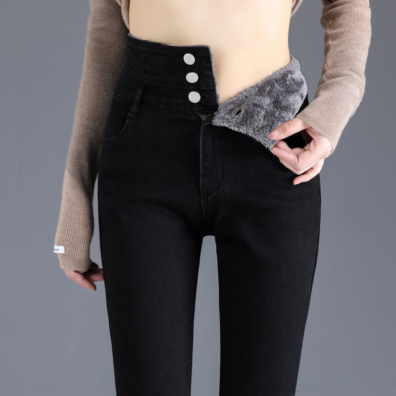 加绒冬季高腰显瘦2021年冬小脚裤子 慕汀服饰牛仔裤