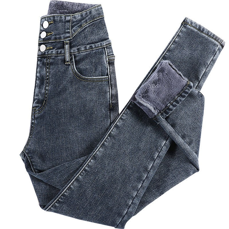 加绒冬季高腰显瘦2021年冬小脚裤子 慕汀服饰牛仔裤