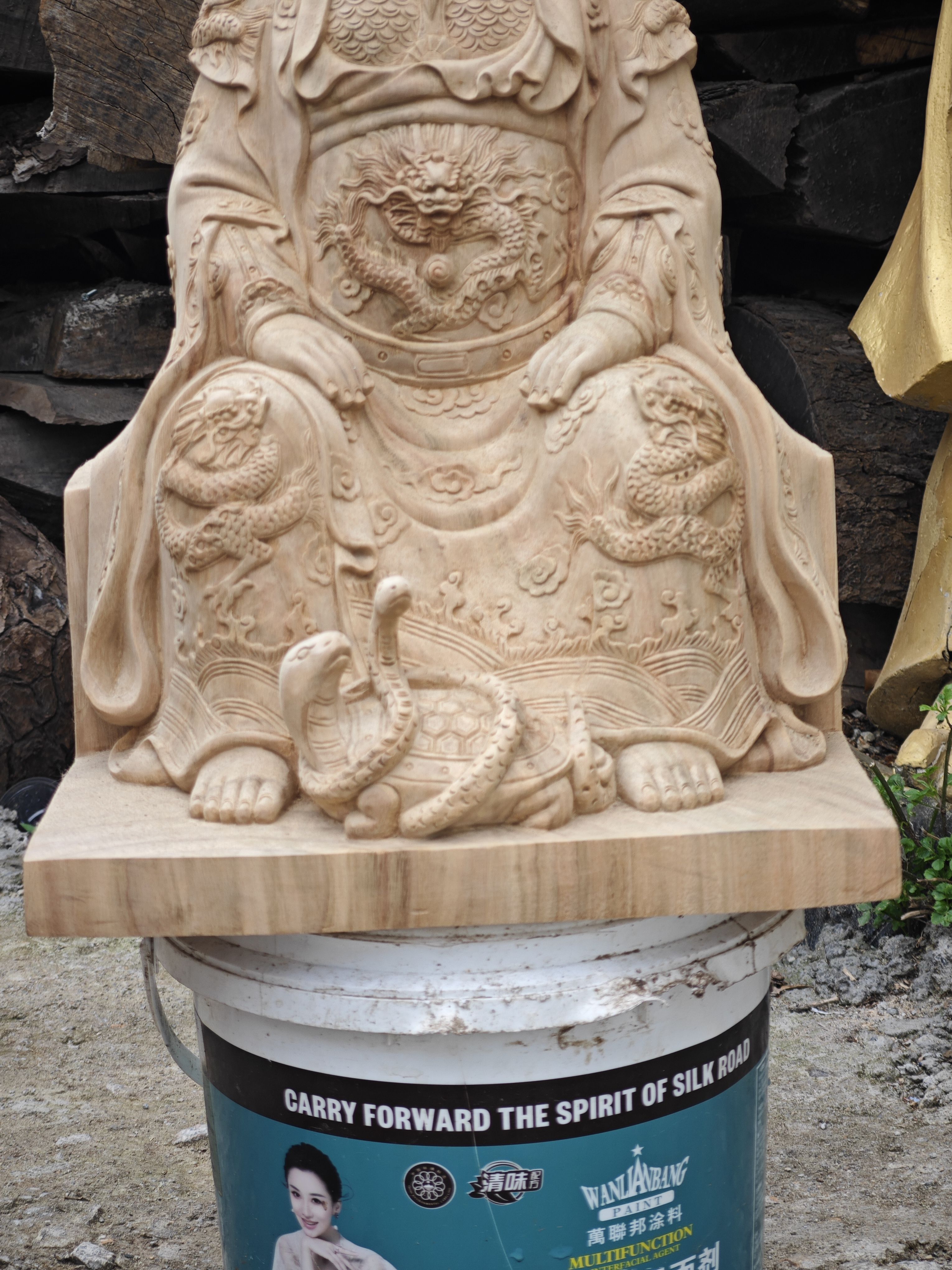 真武大帝北极玄天上帝神像木雕摆件玄关家居装饰实木整木手工雕刻 - 图2