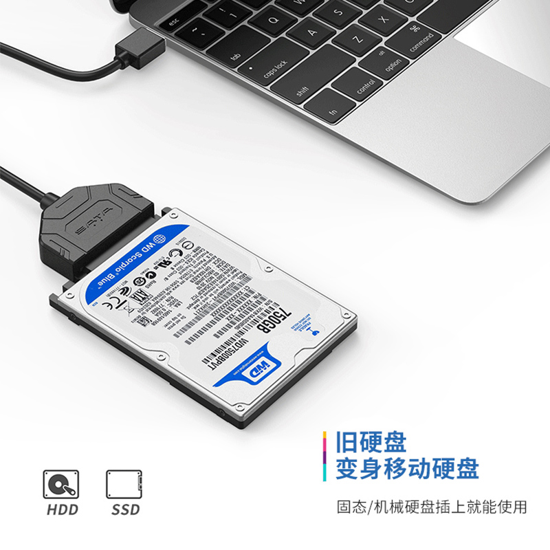 SAIWK SATA转USB3.0硬盘转接线易驱线外置接口2.5/3.5英寸老式台式机笔记本电脑转换光驱机械SSD固态硬盘读取-图1