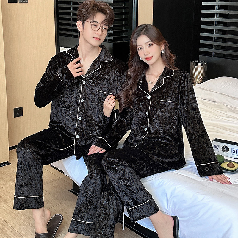 提花纯色情侣睡衣女金丝绒潮牌高级感家居服套装外穿保暖奢华长袖,淘宝优惠券,粉丝福利购,淘宝优惠卷