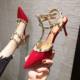 Internet celebrity thin heel rivet high heels pointed toe