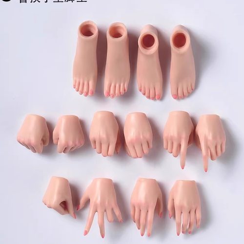 现货 1/6女兵人可动包胶素体兰花指比心握枪握剑可替换精妆手型包 - 图1