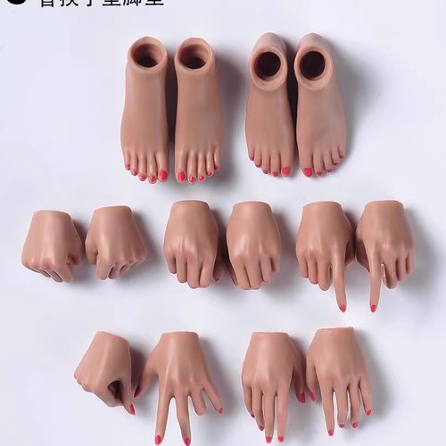 现货 1/6女兵人可动包胶素体兰花指比心握枪握剑可替换精妆手型包 - 图3