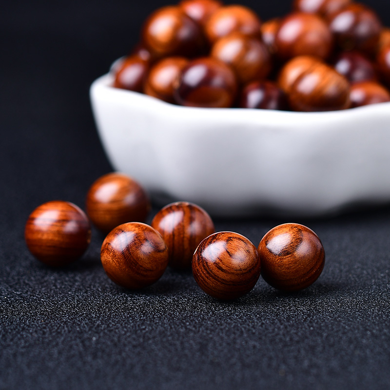 海南黄花梨散珠diy手串配饰木珠子单颗紫油梨老料鬼脸纹文玩实木 - 图0
