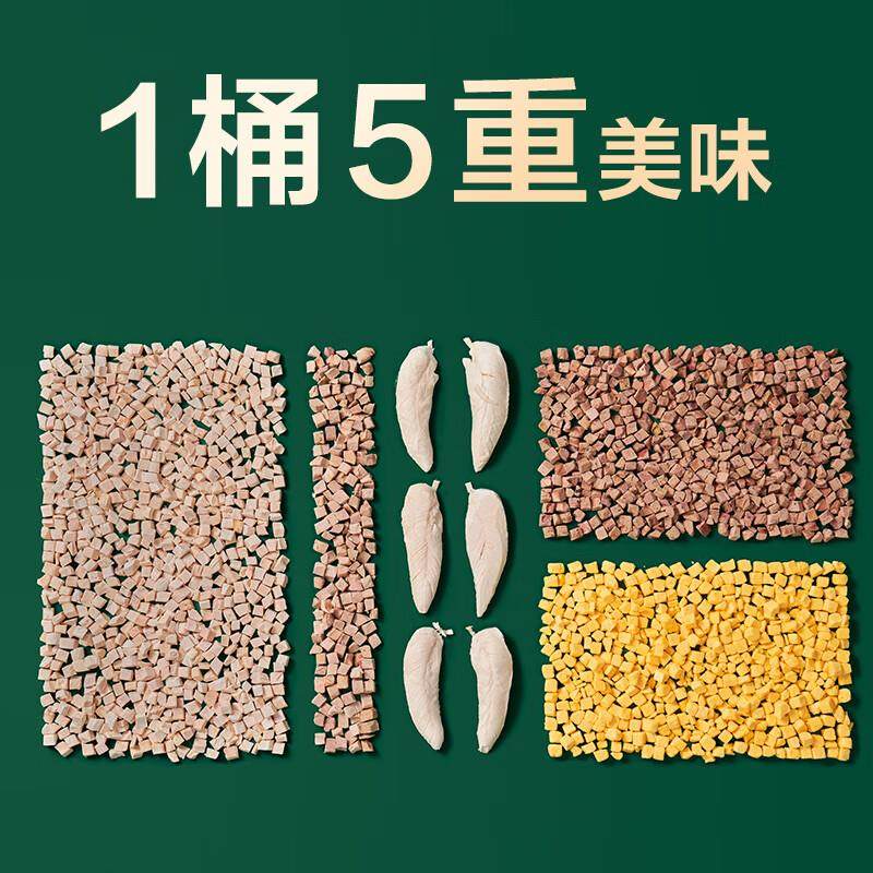 京东京造 宠物零食五拼冻干桶500g 鸡鸭肉蛋黄冻干猫咪零食犬猫通,淘宝优惠券,粉丝福利购,淘宝优惠卷