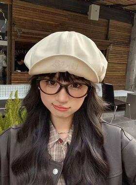 韩版春秋甜美文艺字母八角帽女