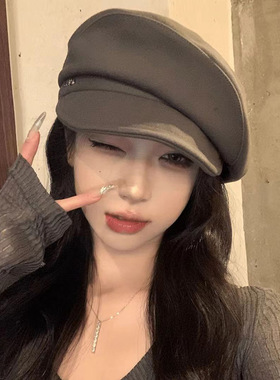 韩版秋冬百搭大头围八角贝雷帽女