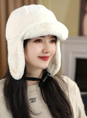 秋冬日系加绒保暖护耳雷锋帽女