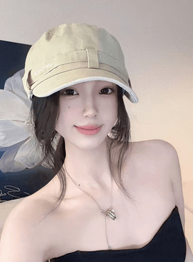 韩系复古牛仔黑色贝雷帽女水洗百搭小众鸭舌帽大头围显脸小帽子潮