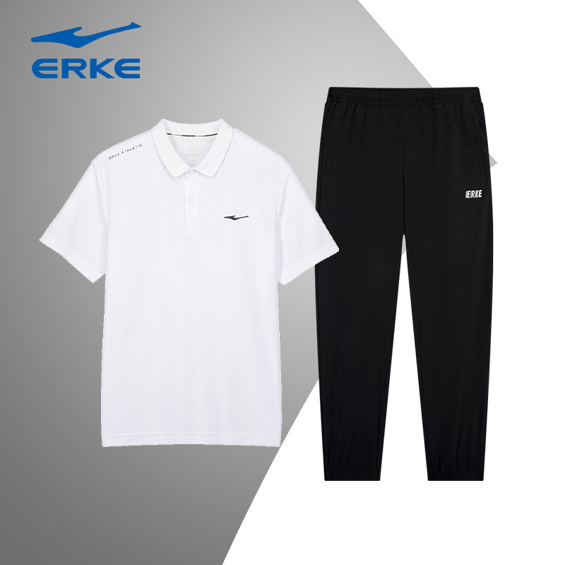 鸿星尔克男士运动套装短袖T恤九分裤休闲长裤透气健身跑步套装男,淘宝优惠券,粉丝福利购,淘宝优惠卷