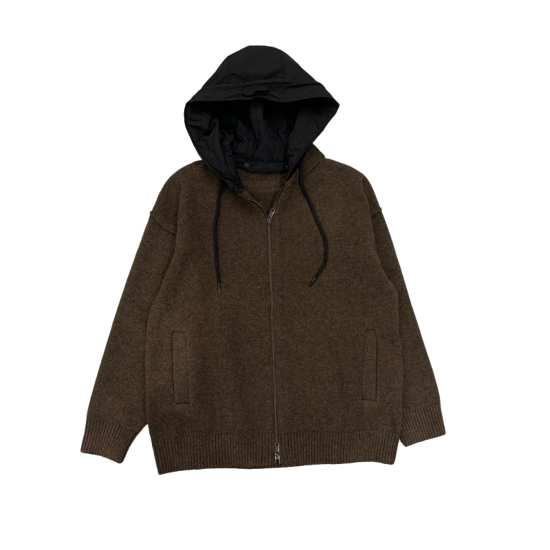 秋冬新款男士假两件可脱卸连帽针织毛衣开衫美式休闲百搭毛衣外套,淘宝优惠券,粉丝福利购,淘宝优惠卷