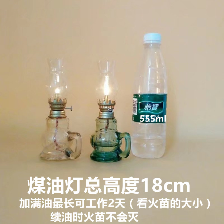 2盏包邮！玻璃火水煤油灯家居夜营新居结婚照明总高约18cm-图2