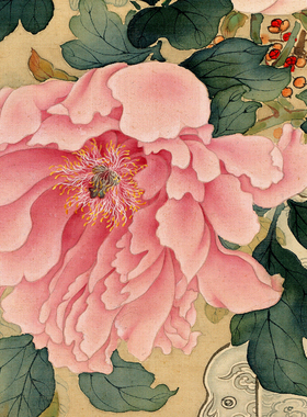 岁朝清供图富贵平安牡丹装饰画书房宣纸挂画玄关壁画中式客厅挂件
