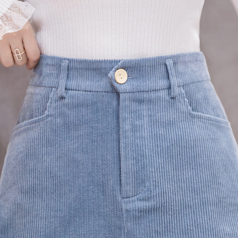 2021新款复古高腰灯芯绒秋冬半身裙 离题服饰半身裙