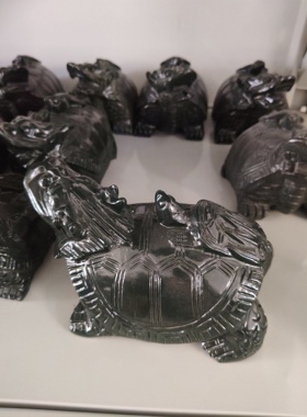 特价正宗泰山墨玉龙龟母子龟天然墨玉雕刻龙龟母子大小号补角可用