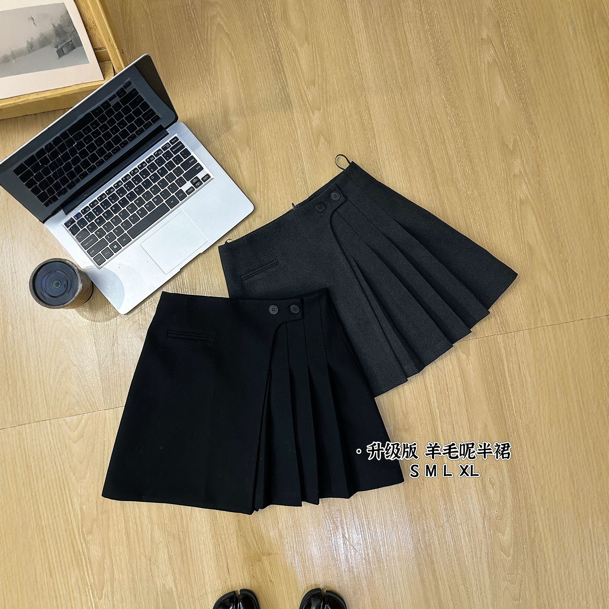 复古百褶羊毛呢半身裙女欧洲站2025冬装新款欧货女装短裙A字裙潮,淘宝优惠券,粉丝福利购,淘宝优惠卷