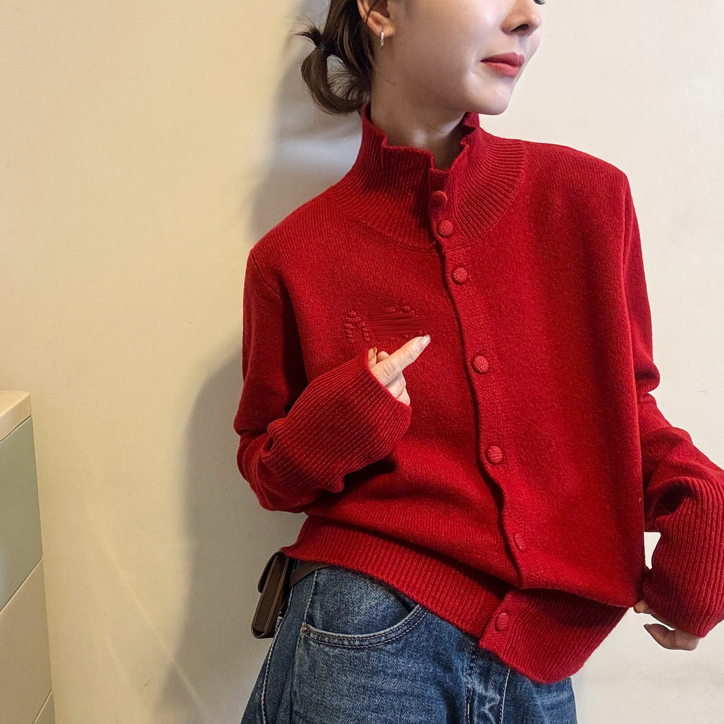 复古高领羊毛针织开衫女欧洲站2025冬装新款欧货女装毛衣打底衫潮,淘宝优惠券,粉丝福利购,淘宝优惠卷