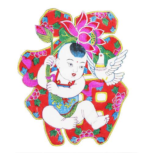 儿童手工DIY年画传统杨家埠木板年画非遗怀旧年画娃娃涂鸦线稿 - 图2
