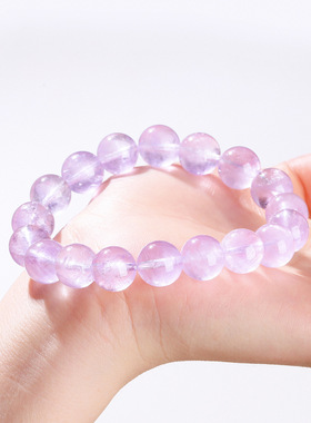 碎冰薰衣草紫水晶手链女质地通透色泽柔美天然碎碎冰紫水晶手串女