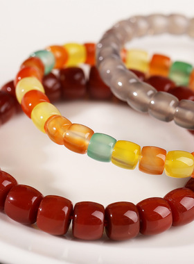 天然南红玛瑙手链女直切二代南红玛瑙老形珠手串文玩高收藏级礼品