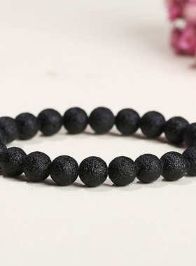 天然天狼星陨石手串中性风个性独特雷公墨陨石男女款圆珠手串饰品