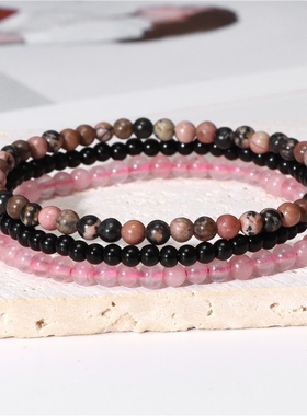 4mm天然水晶手链叠戴套装ins爆火流行搭配个性独特时尚潮流手饰礼