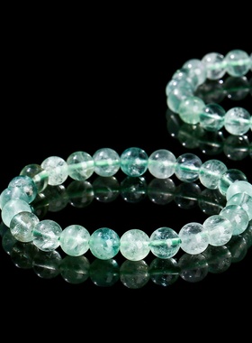 天然透体绿萤石手链单圈简约招财聚气百搭款手串生日节日礼物饰品