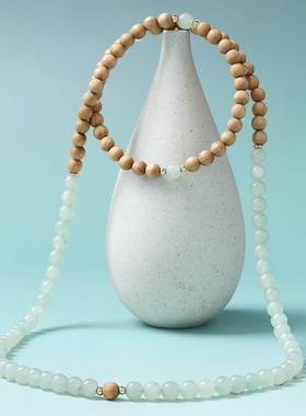 中国风天然绿东陵手串寺庙同款多圈手链女天然崖柏木佛玩手串