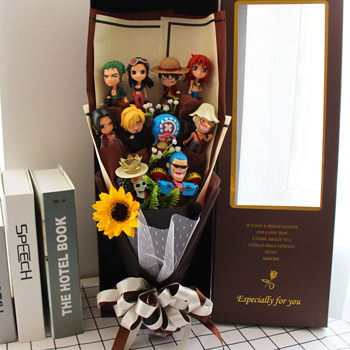 bouquet ສ້າງສັນ One Piece Cartoon Bouquet Straw Hat Doll Graduation Bouquet Christmas Gift Box Gift