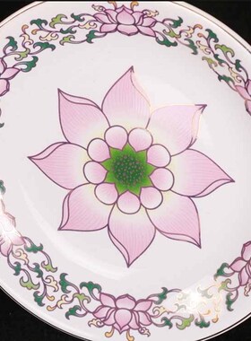 唐彩白莲花无字供果盘