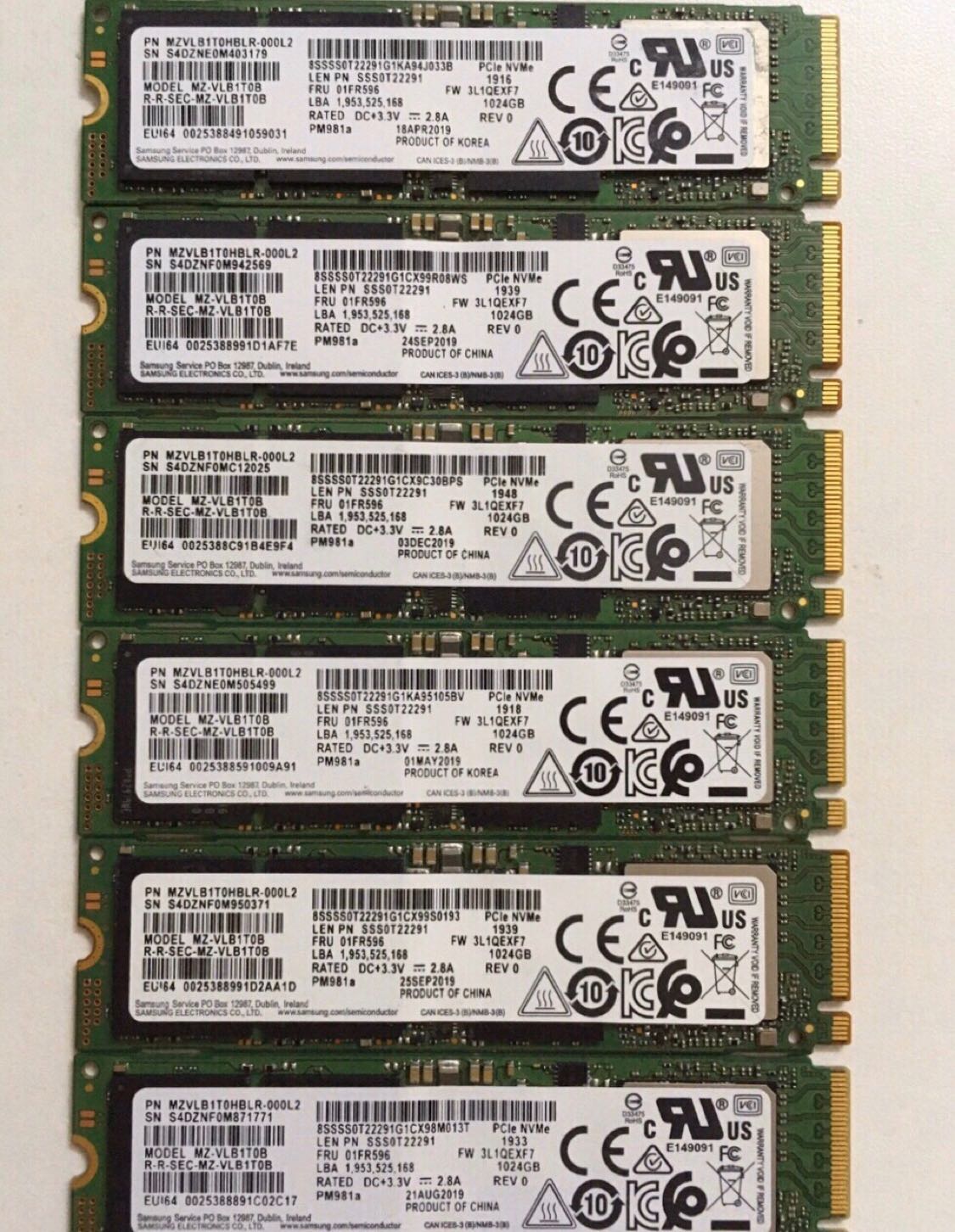 三星pm981a 1t nvme m.2固态硬盘ssd拆机 pcie笔记本电脑台式机-图0