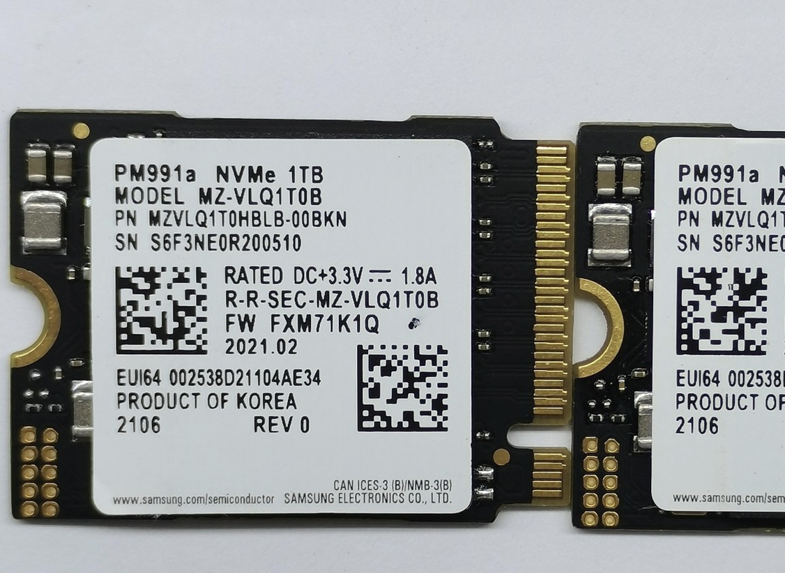 Samsung/三星 1TB pm991a 1t ssd nvme pcie m.2 2230固态硬盘ssd - 图1