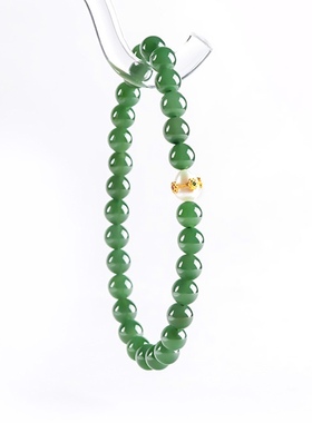 天然老料和田玉碧玉珍珠手链玉石女款古风手串送礼高档礼盒