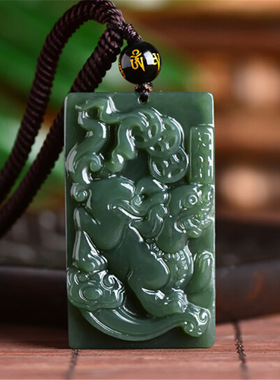 天然和田玉麒麟挂件招财貔貅吊坠