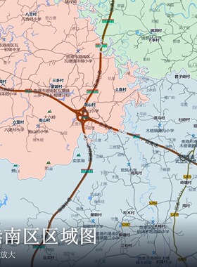 港南区区域图 现代简约装饰画 办公室挂画 定制地图挂图