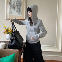 Ginsu One Grey Lian Hat Necropolis Woman 2023 Autumn Winter Korean version Leisure 100 hitch-shirt chic bottom blouses