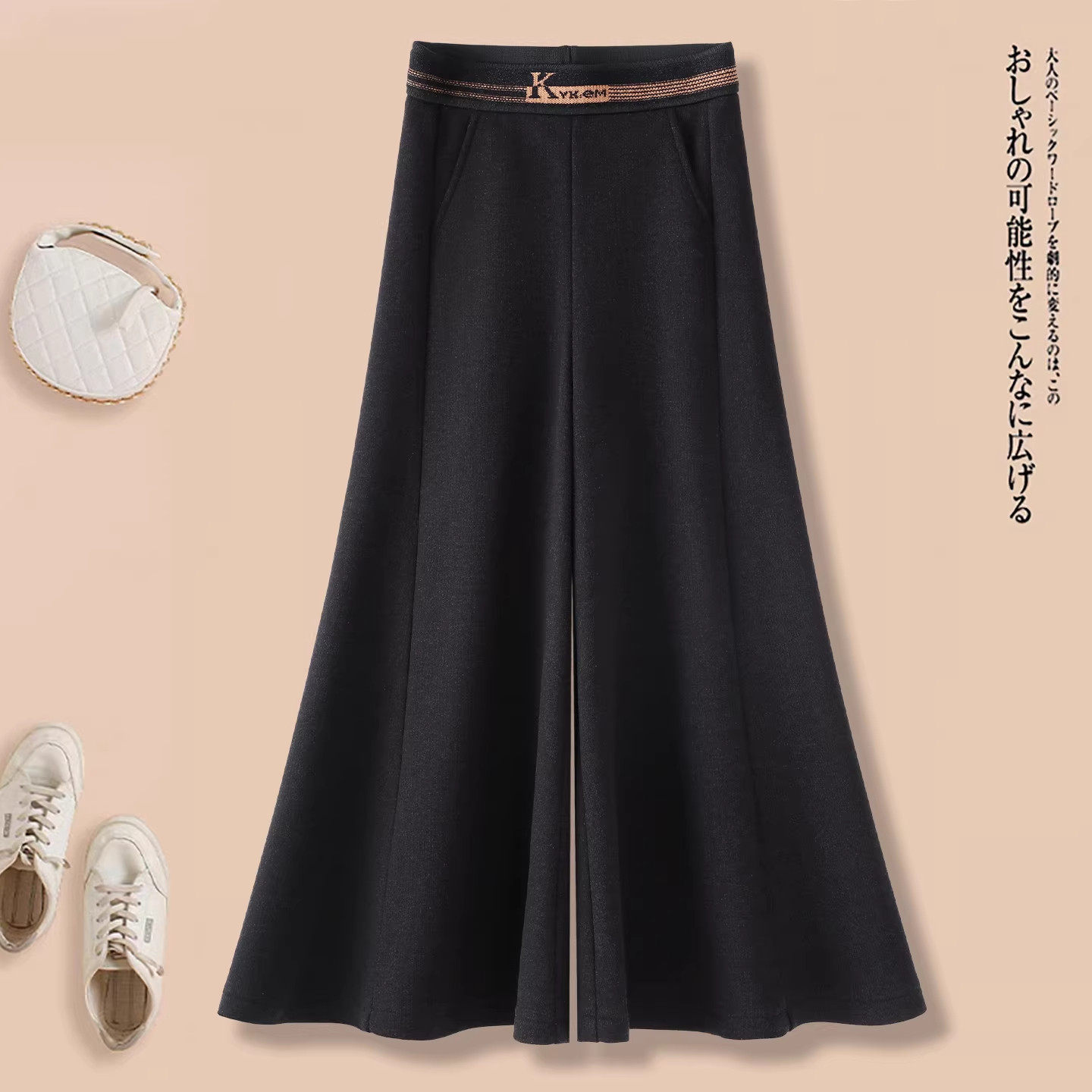 加绒加厚羊毛呢阔腿裤女2025秋冬季新款中年妈妈裙裤休闲大脚裤子,淘宝优惠券,粉丝福利购,淘宝优惠卷