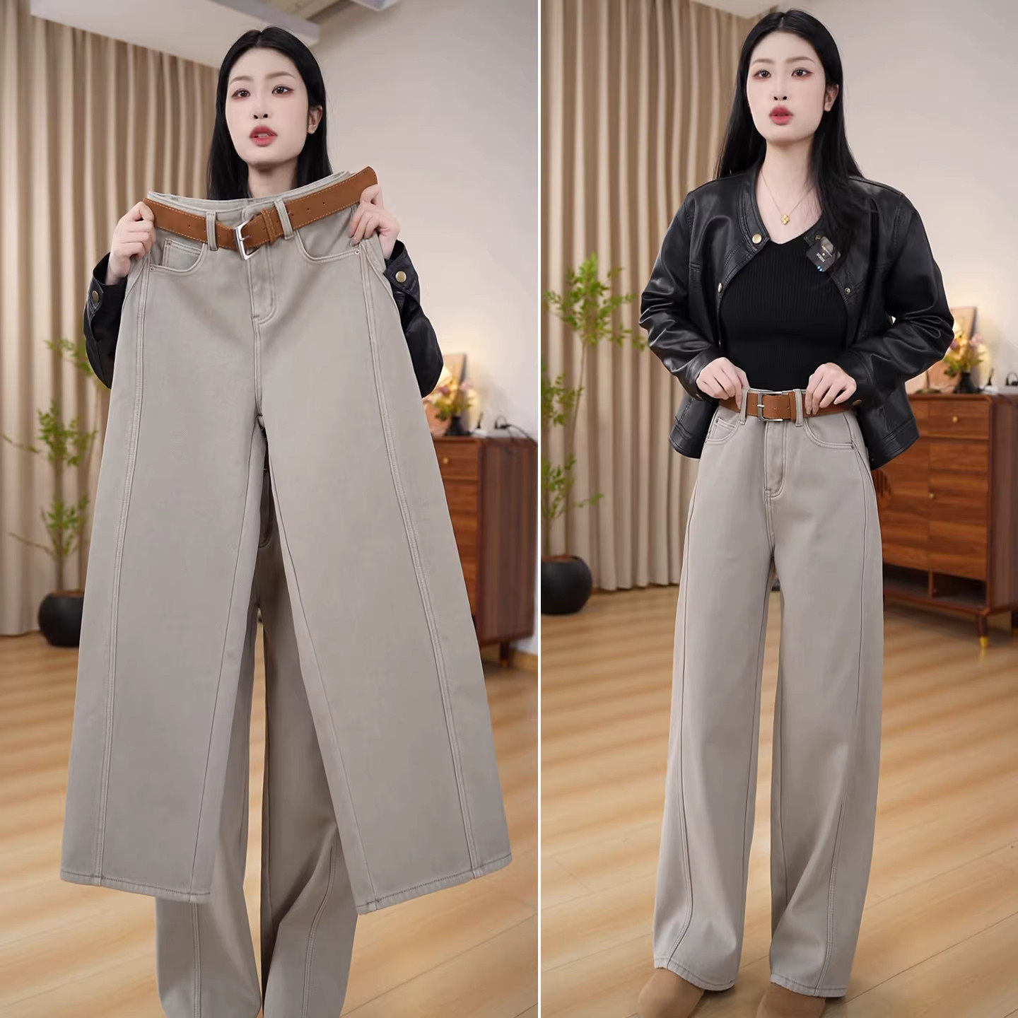 宽松牛仔裤女休闲裤2025新款秋冬季阔腿裤高腰香蕉裤显瘦弯刀裤子,淘宝优惠券,粉丝福利购,淘宝优惠卷