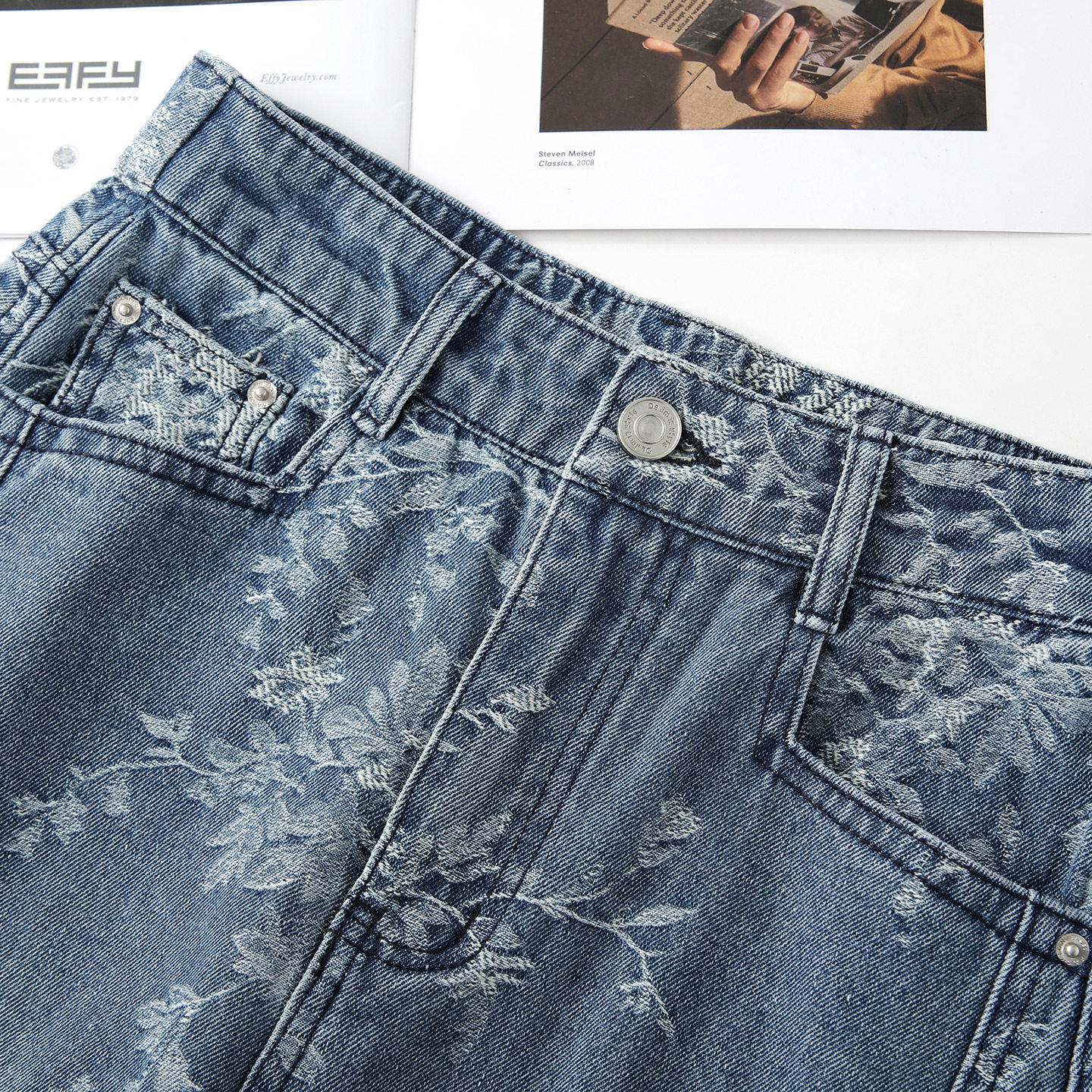 高端提花阔腿弯刀牛仔裤女春秋2026新款设计感高腰宽松显瘦直筒裤,淘宝优惠券,粉丝福利购,淘宝优惠卷