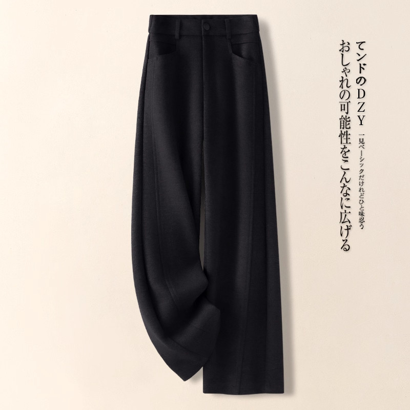 灰色羊绒阔腿裤女秋冬季2025新款休闲糯米裤加绒加厚羊毛呢直筒裤,淘宝优惠券,粉丝福利购,淘宝优惠卷