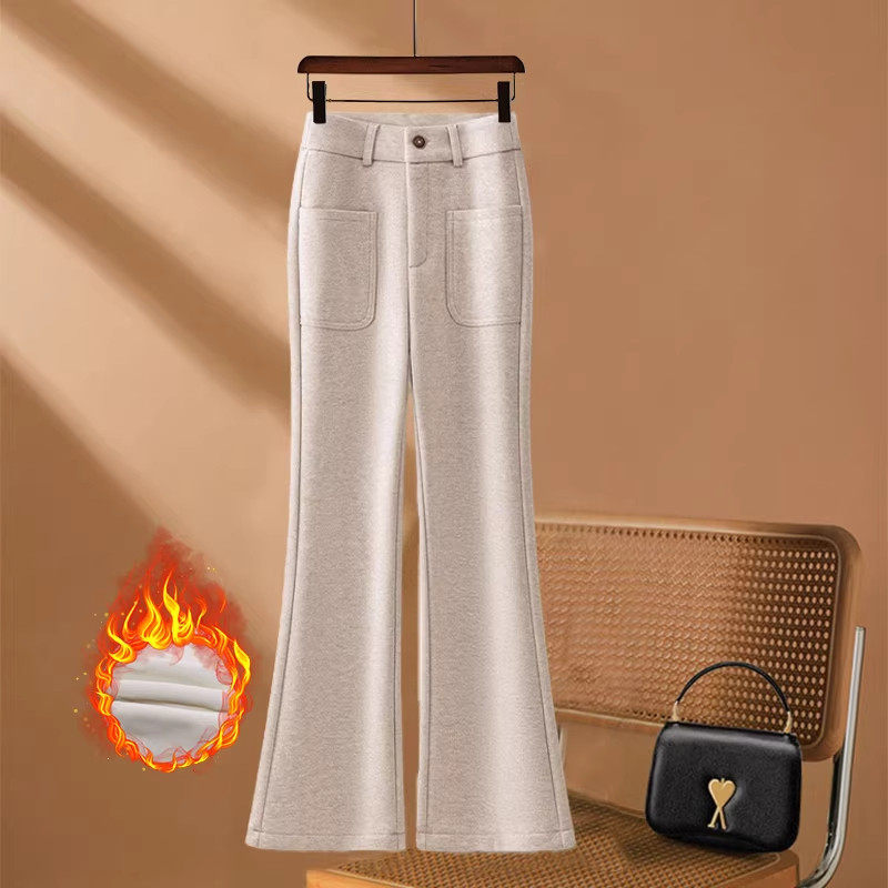 毛呢微喇裤女春秋季2026新款高腰显瘦垂感流行休闲裤软糯喇叭裤子,淘宝优惠券,粉丝福利购,淘宝优惠卷